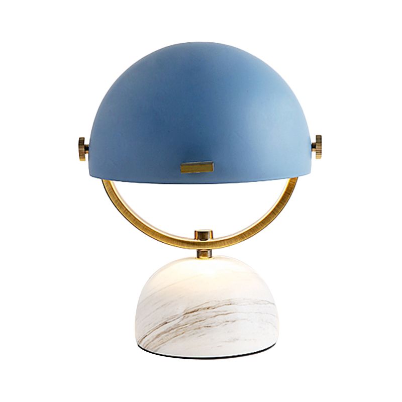 Black/Red Finish Domed Table Lamp Modern Style 1-Bulb Metal Table Light with Marble Base for Bedroom