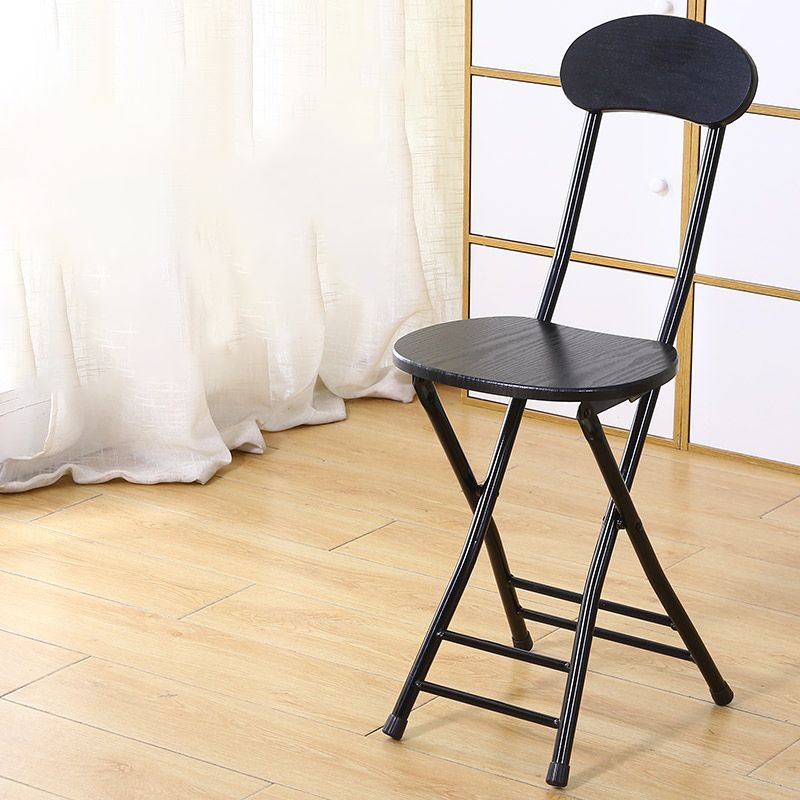 Silla de comedor plegable tapizada industrial con respaldo abierto y acabado mate