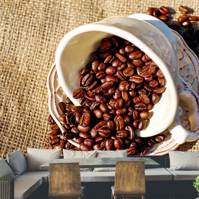 Modern Coffee Bean Mural Wallpaper Stain Resistant Wall Covering for Coffee Shop