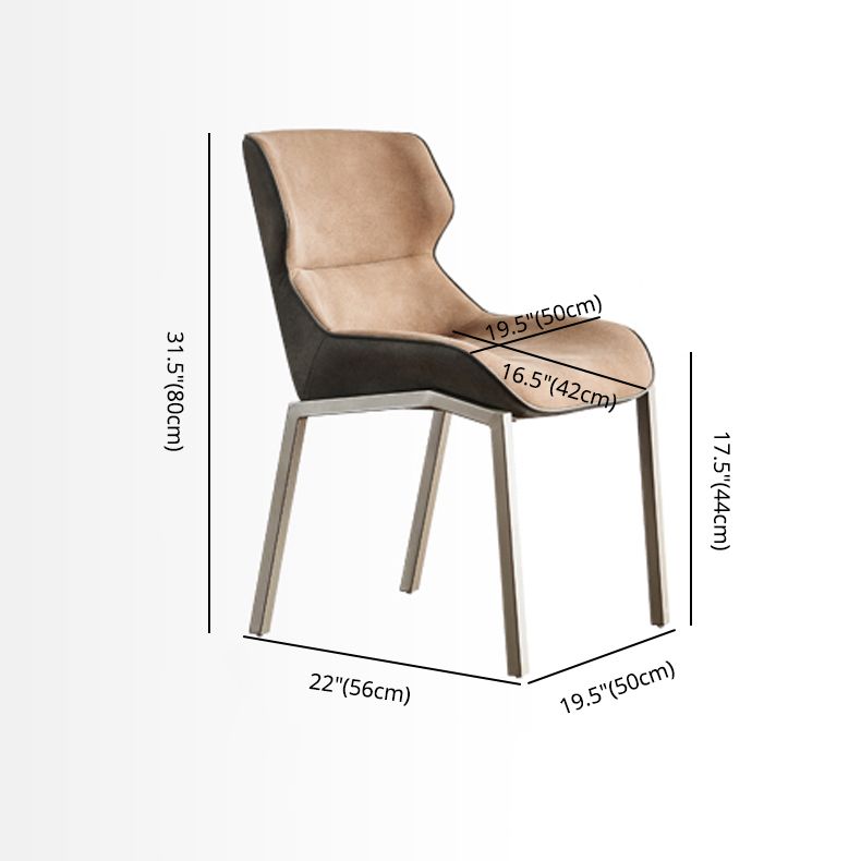 Nordic Cushioned Dining Chair 32"H Wingback Parsons Chair with Metal Base for Restaurant
