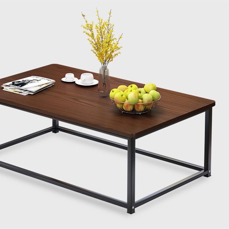 Modern Style Rectangular Wood Table with Black/bass and Metal Frame Base Coffee Table