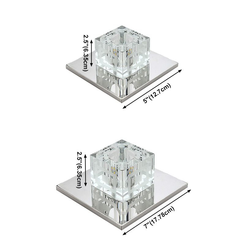 Plafonnier carré de style moderne, montage encastré en cristal avec trou de 2 à 3.5 pouces de diamètre
