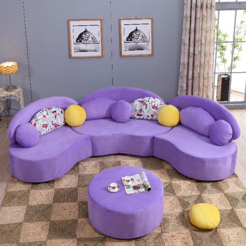Living Room Contemporary Curved Armless Stationary Cushions Sofa