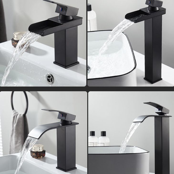 Waterfall Spout Vessel Sink Faucet Single Handle Square Faucet