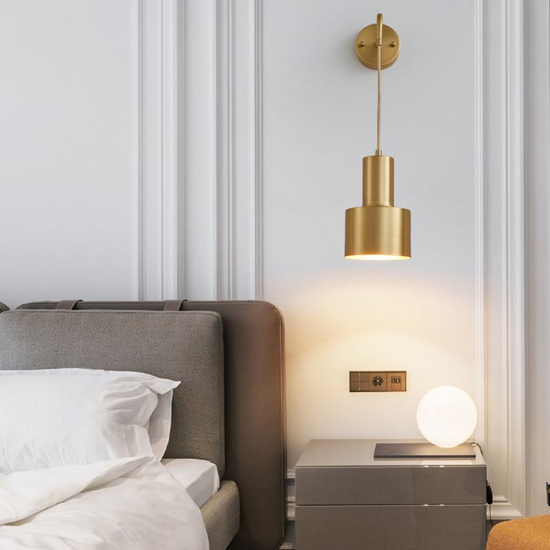 Metal Cylinder Sconce Light Fixture Modern 1-Light Wall Light