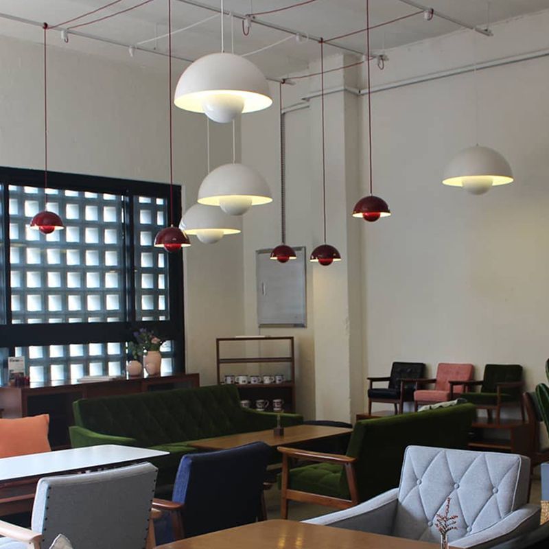 Round Shape Metal Hanging Light Nordic Macarons 1-Light Hanging Mounted Light