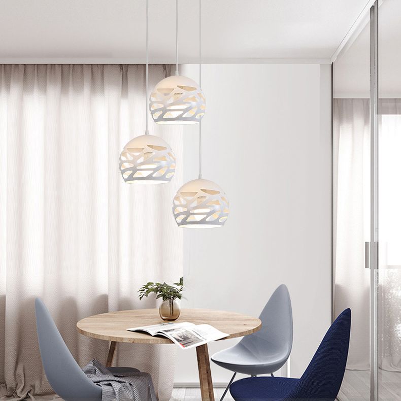 Ronde 3 lichte cluster hanger moderne stijl metalen eetkamer hangend lichtarmatuur in wit