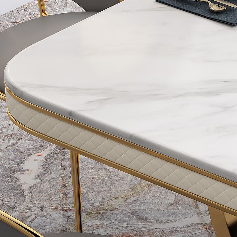 Modern 1/2/5/7 Pieces Dining Set Marble Dining Table with Leather Chairs