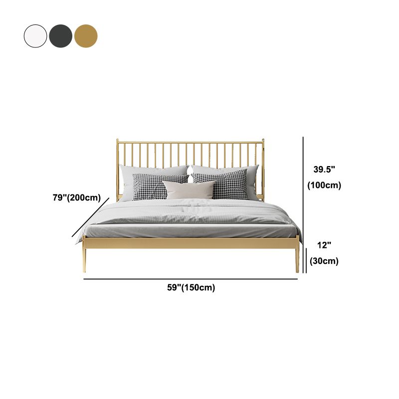 Contemporary Slat Bed with Rectangular Slat Headboard and Metal Legs