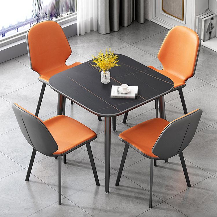 31.5-inch Metal Industrial Dining Table Sintered Stone Top Table with 4 Legs