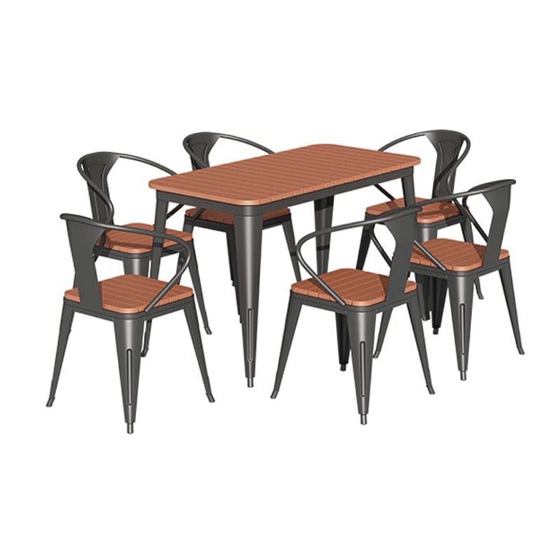 Modern Style Metal Dining Set 1/3/5/7 Pieces Reclaimed Wood Dining Table Set