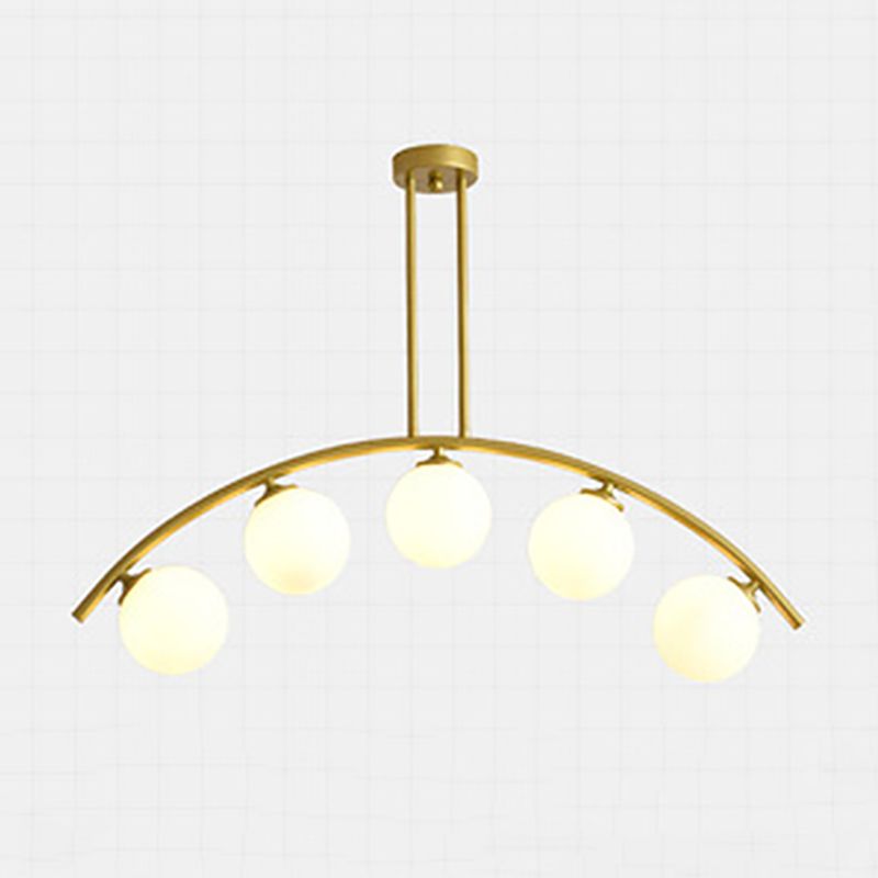 Modern Dining Chandelier Light Round Glass Shade Ceiling Hanging Light for Dining Room