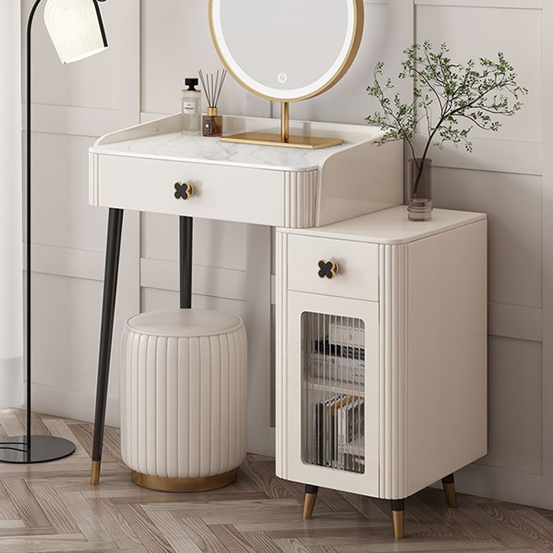 Contemporary Bedroom Storage Box Bright White Straight Feet Vanity Desk