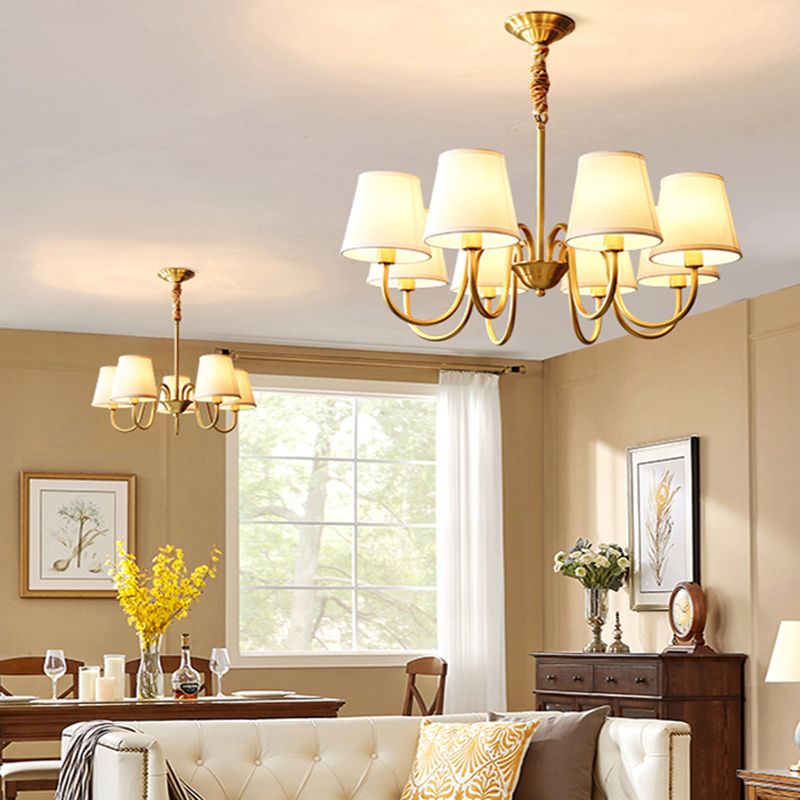 Gold Copper Pendant Light in Traditional Classic Style Flax Sputnik Hanging Light for Living Room