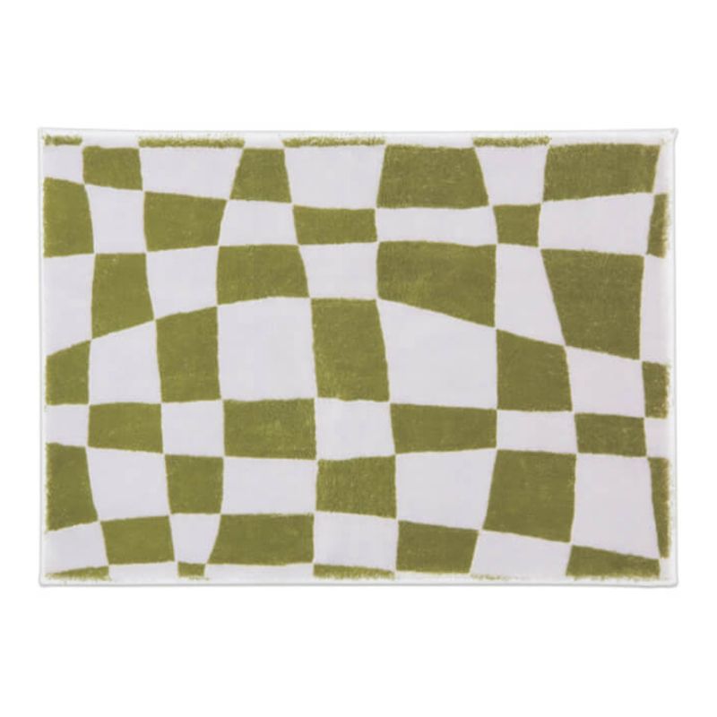 Purple Modern Rug Polyester Check Print Rug Washable Rug for Living Room