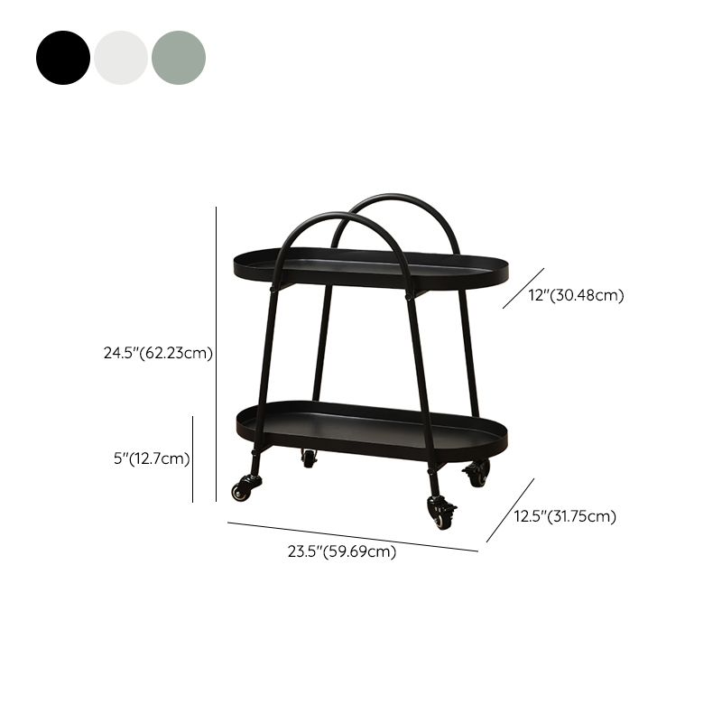 Contemporary Tray Top Double Tier End Table Oval End Slide Table with Storage