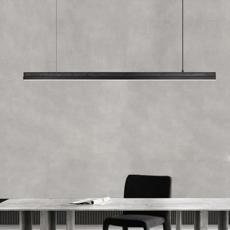 Minimalism LED Hanging Light Linear Island Light Fixture in Black for Dining Room