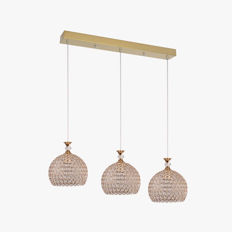 3-Light Dining Room Hanging Light Minimalist Pendant Lighting with Dome Crystal Shade