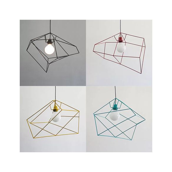 Simple 1 Light Suspension Light with Metal Shade Red/Yellow/Black Abstract Ceiling Pendant Light