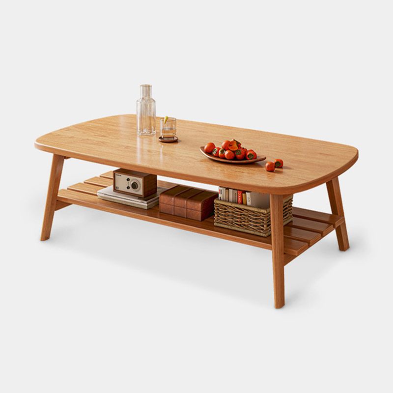Rectangle Bunching Tables Solid Wood Coffee or End Table with Storage Shelf