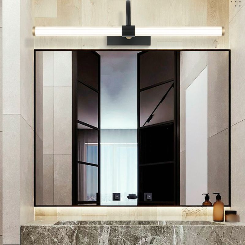 Linear Shade Metal Wall Sconce Modern Style 1 Light Mirror Wall Mount Lighting