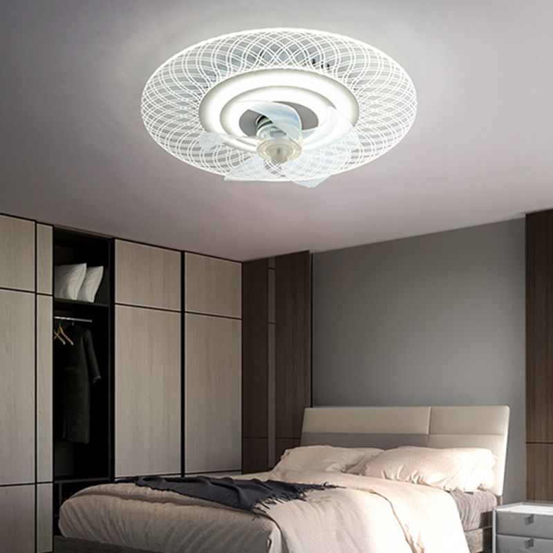 White LED Ceiling Fan Light Simple Ceiling Mount Lamp with Acrylic Shade for Bedroom