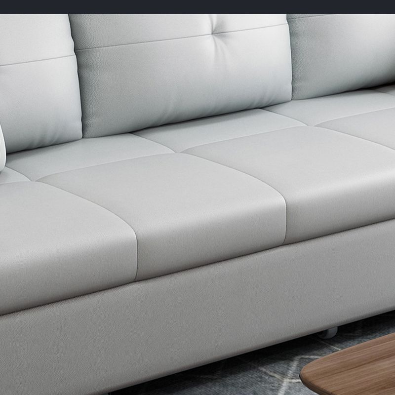 Square Arm Sofa with Loose Back Convertible Sleeper with Storage and Foldable