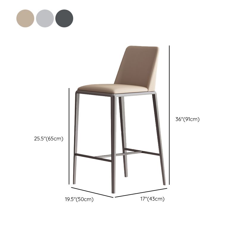 Upholstered Bar Stools Low Back Dining Stools with Metal Base