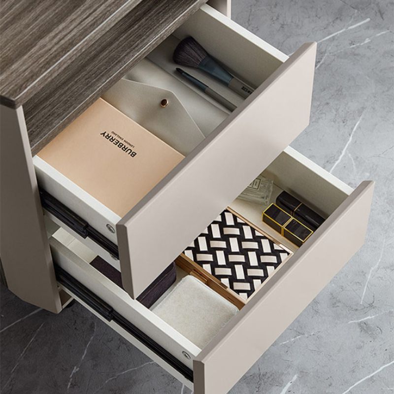 Contemporary Gray Lighted Mirror Bedroom Wood With Drawer Dressing Table