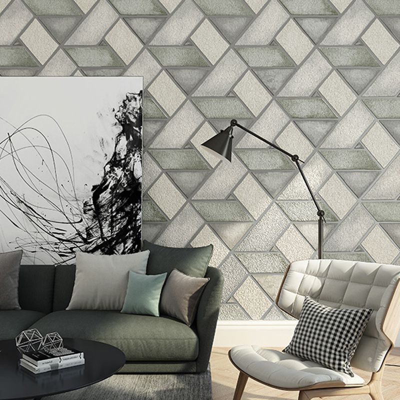 Flock Stain Resistant Wallpaper Modern Geo Lattice Patterned Wall Art for Dining Room