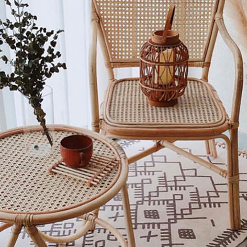 20" Wide Tropical Rattan Dining Armchair Natural Outdoor Chair