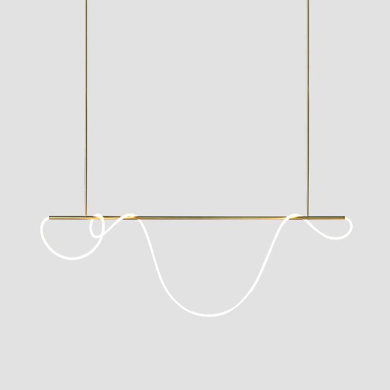 Modern Style Linear Shape Island Light Metal 1 Light Island Lighting Idea in Gold