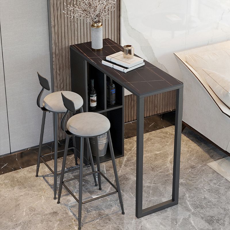 Modern Sintered Stone Top Double Pedestal Bar Table for Kitchen Dining Room