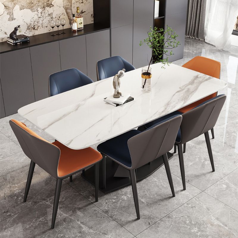 Industrial Dining Room Table Stone Rectangle Dinette Table for Dining Room