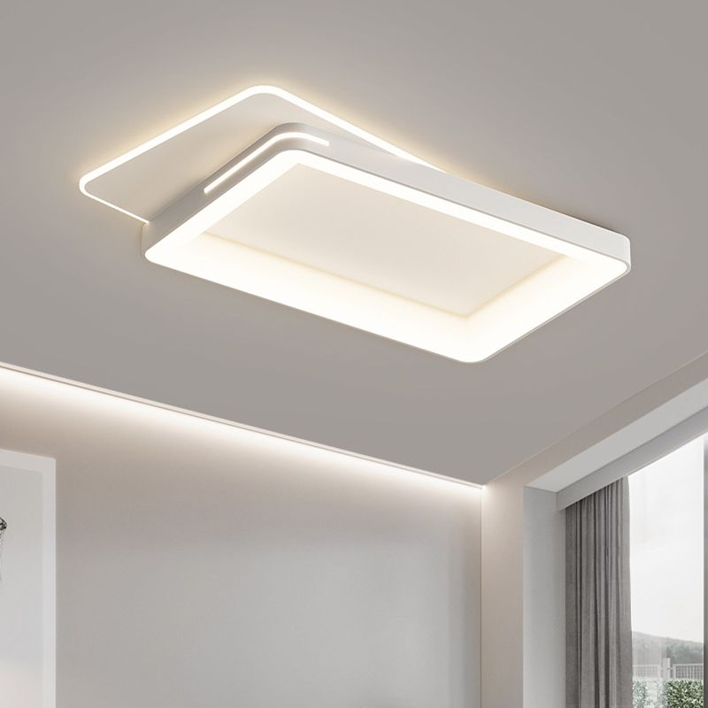 Modern Flush Mount LED Geometric Shape Metal Ceiling Light with Acrylic Shade for Bedroom