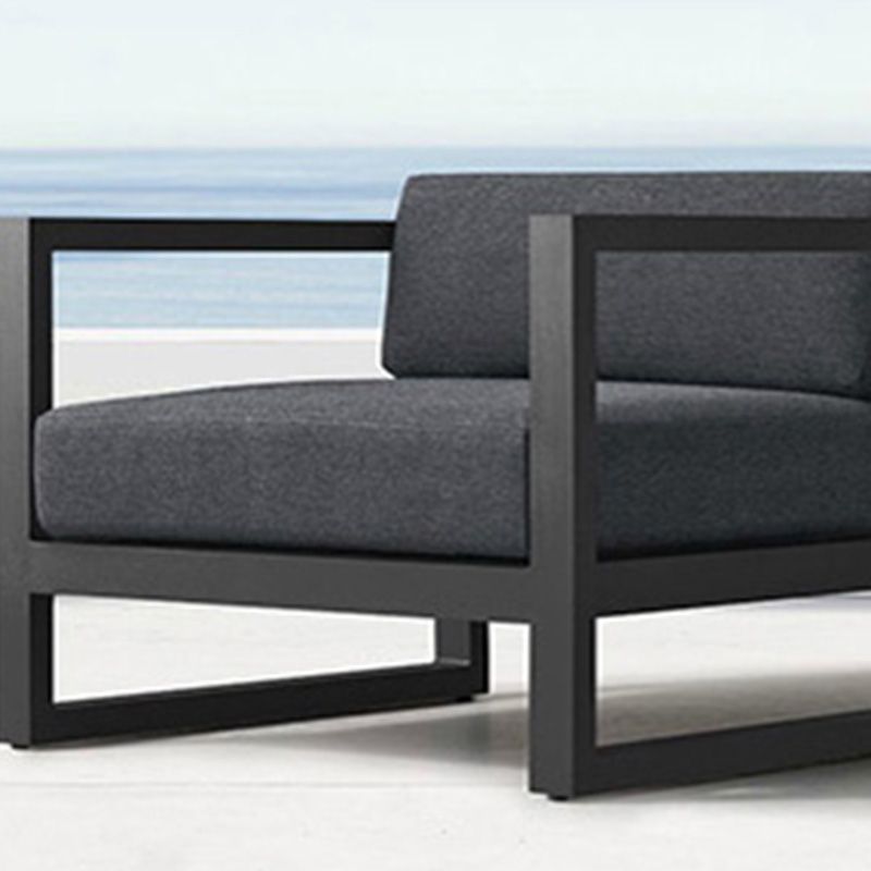 Black Metal Patio Sofa Industrial Style Minimalist Villa Outdoor Patio Sofa