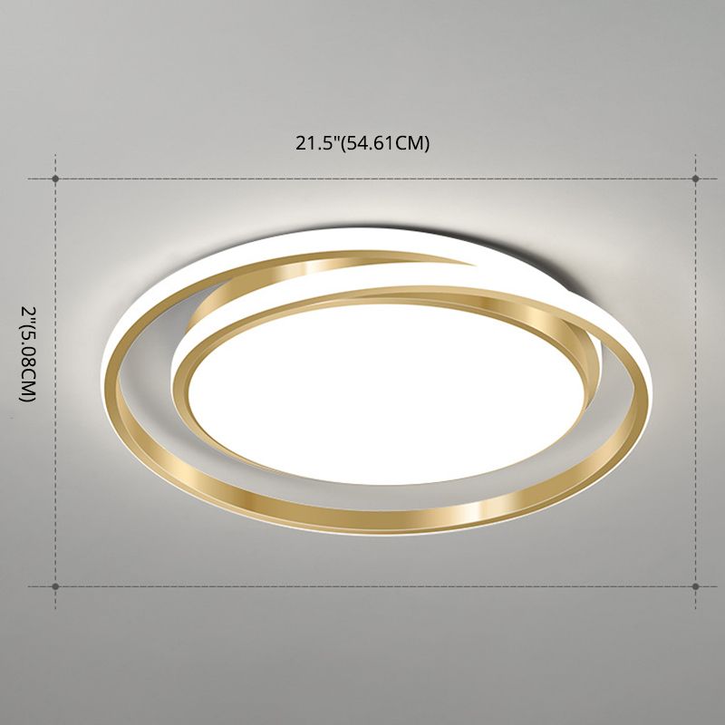 Ronde plafondlamp in eenvoudige stijl, acryl LED-slaapkamer, inbouwlamp in geborsteld goud