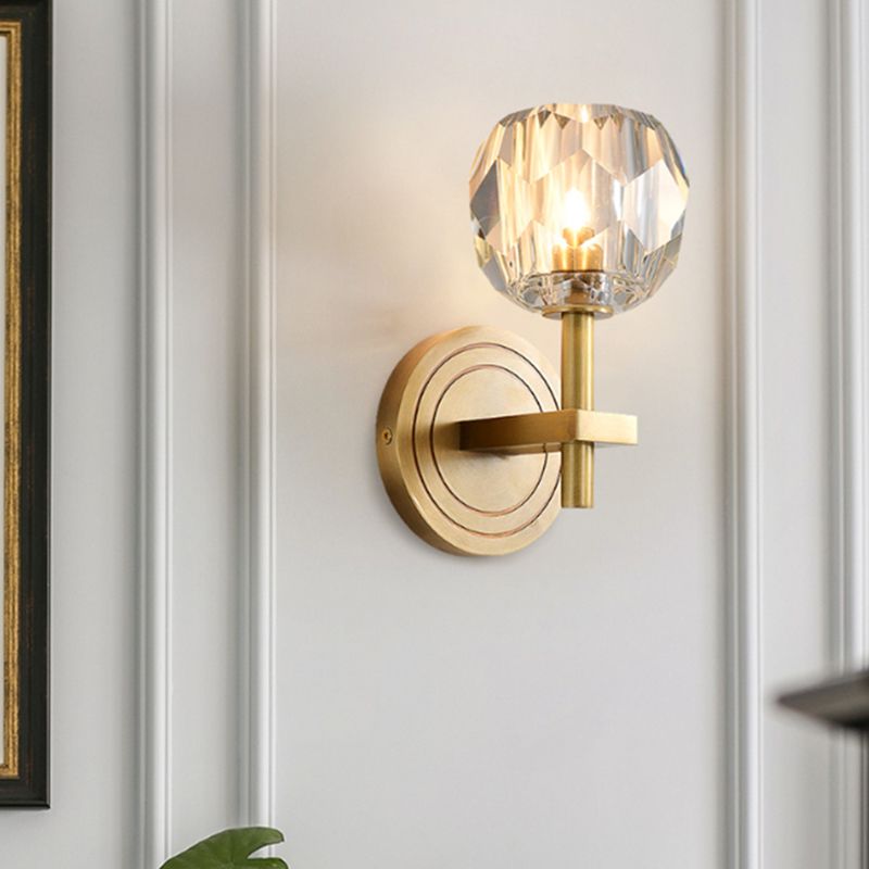 Bola de luz montada en la pared de 1 luz estilo moderno K9 Crystal Spline Lighture Light