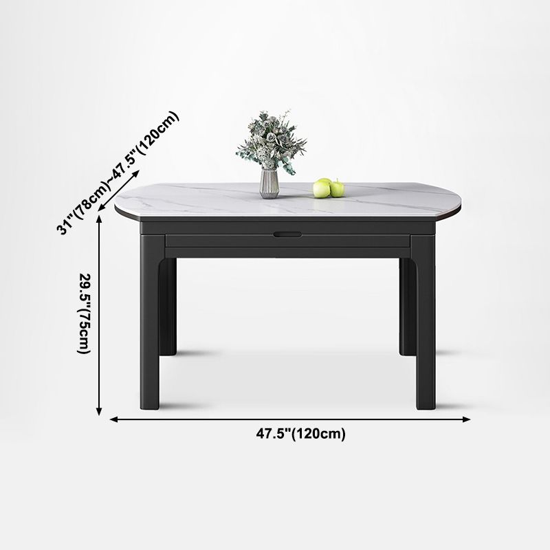 Modern Extendable White Dining Table Sintered Stone Round Shape Dining Table for Kitchen