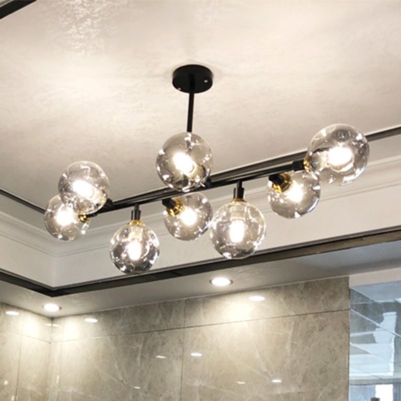 Kitchen Island Pendant Light Nordic Style Island Lighting Fixture with Orb Glass Shade