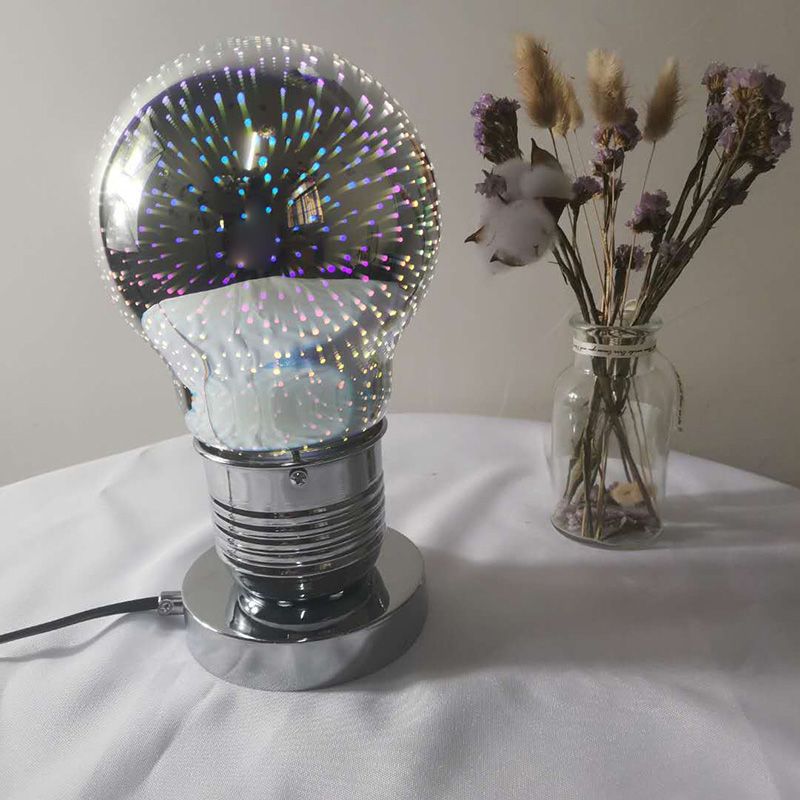 3D Mirrored Glass Ball Night Lamp Postmodern 1 Head Table Light in Chrome
