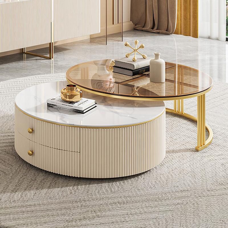 Nesting Coffee Table Set Modern Round Coffee Table for Living Room