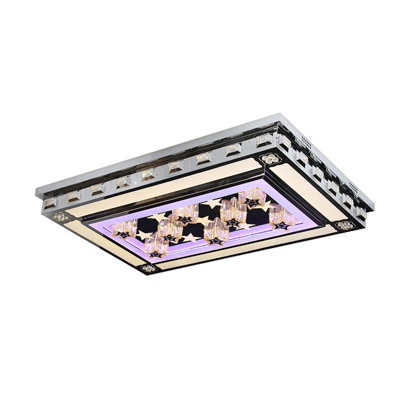 Acier inoxydable étoile / nuage encastré plafonnier moderniste incrusté de cristal LED salon encastré Design rectangulaire