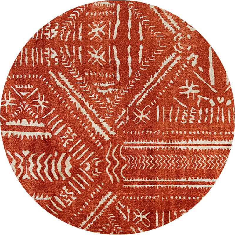 Western Geometric Rug Red Synthetic Indoor Rug Anti-Slip Backing Pet Friendly Machine Washable Carpet for Decoration