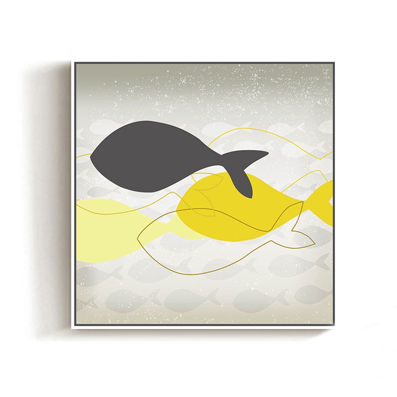 Textured Great Cetacean Painting Canvas Children's Art Wall Decor for Kids Bedroom