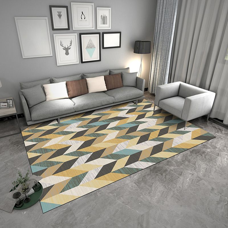 Zeitgenössischer geometrischer Teppich, mehrfarbiger Polyster-Teppich, haustierfreundlicher, rutschfester Innenteppich für den Salon