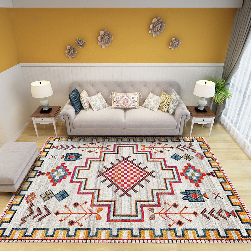Western Living Room Rug Multicolor Tribal Printed Carpet Synthetics Non-Slip Backing Washable Indoor Rug
