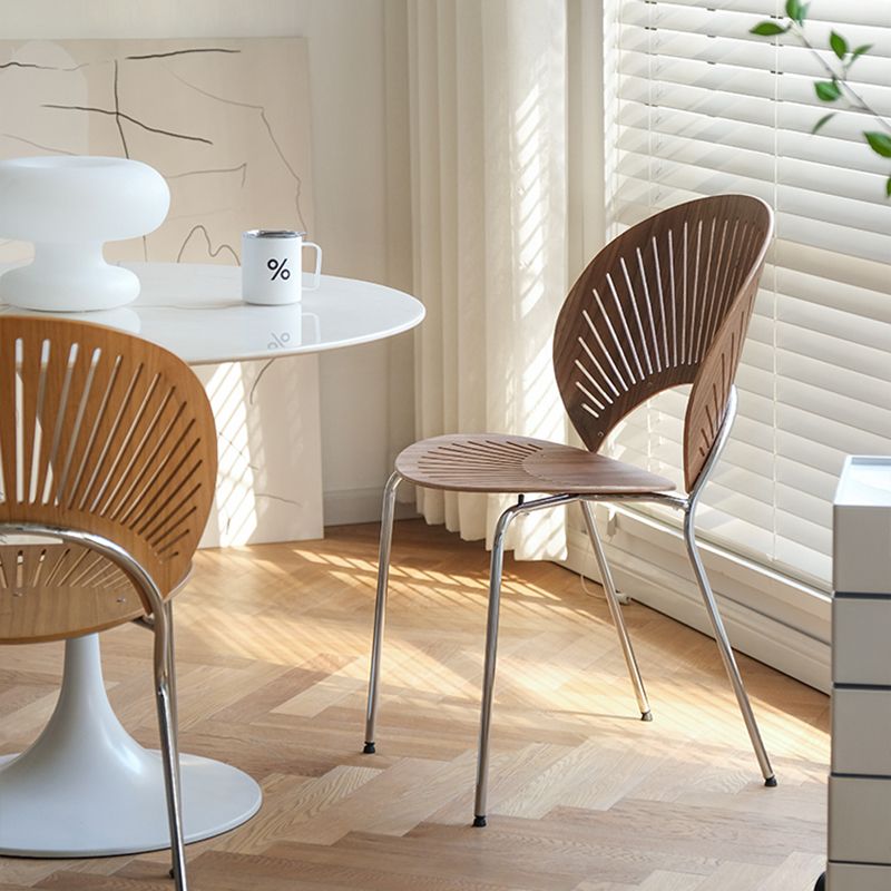 Modern Armless Dining Chairs Solid Wood Windsor Back Dining Side Chair