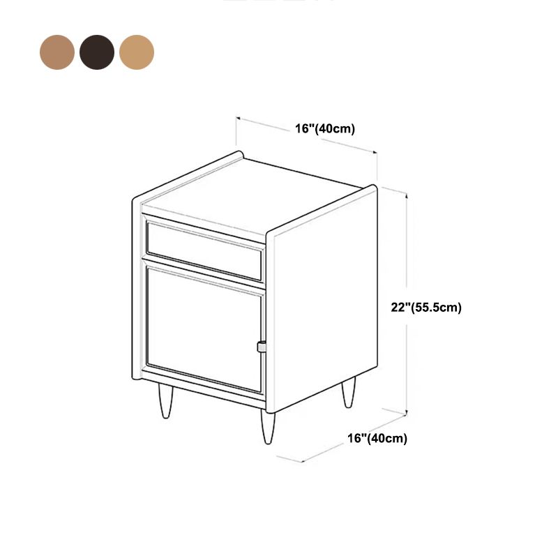 1 Drawer Contemporary Nightstand 1 Door Bedside Cabinet ,22" Tall
