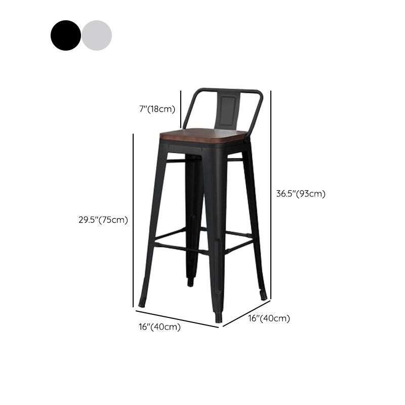 Contemporary Style Barstool Square Low Back Bar Stool with Metal Legs